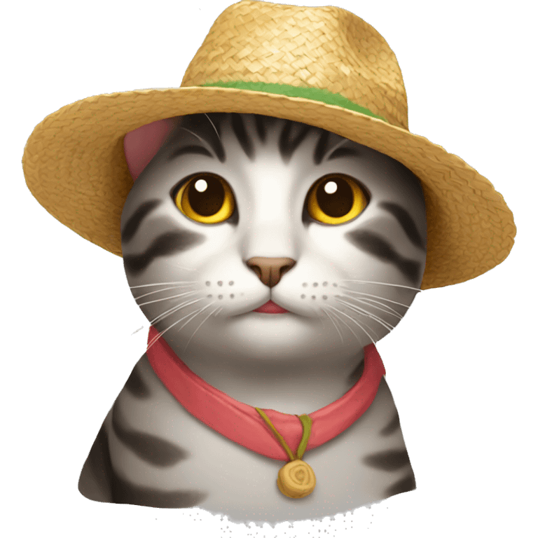 cat with straw hat emoji