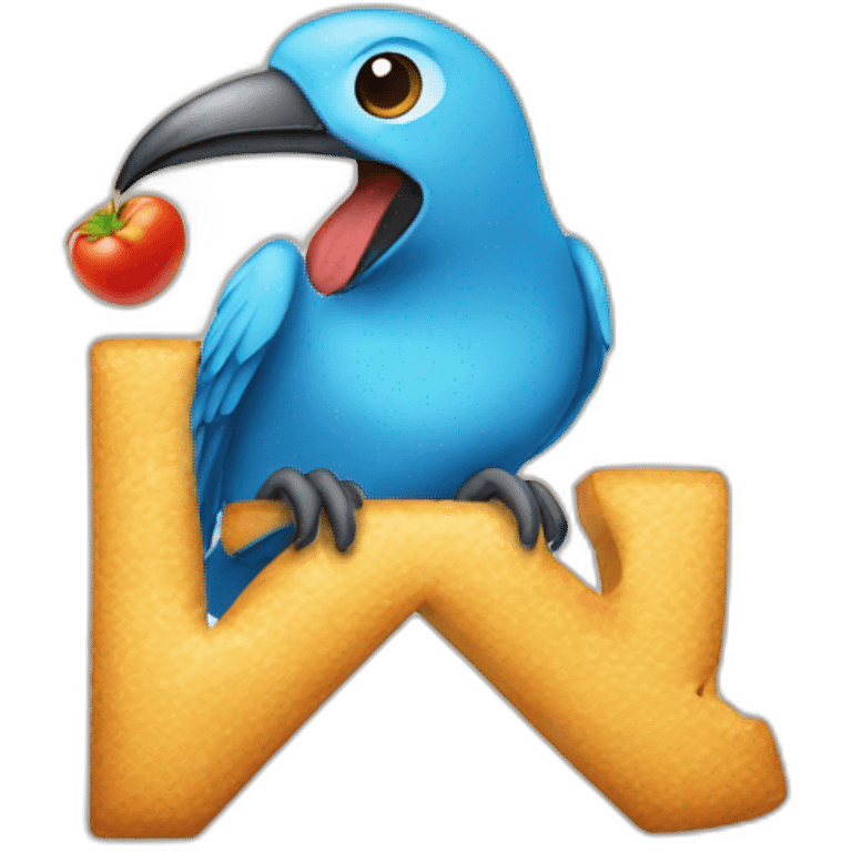 twitter bird eating X letter emoji