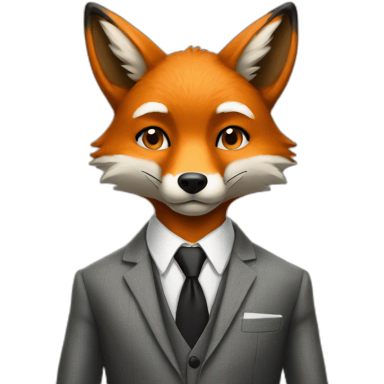 Cool Fox in a suit thinking  emoji