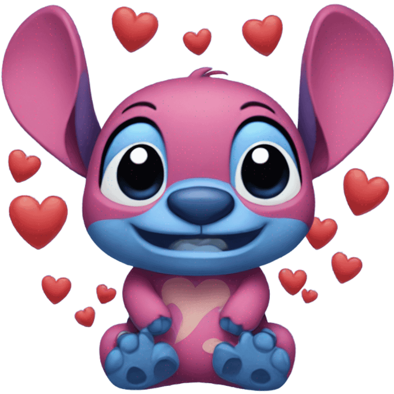 Stitch with hearts emoji