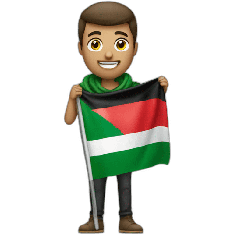 white men holding palestine flag wearing Palestinian scarf emoji