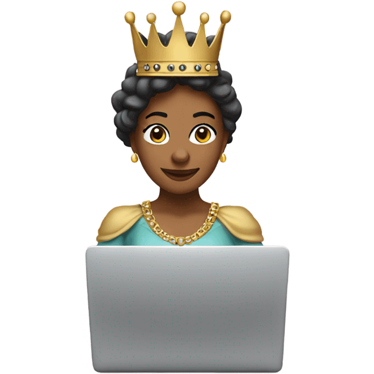 queen seating looking forward on a laptop emoji