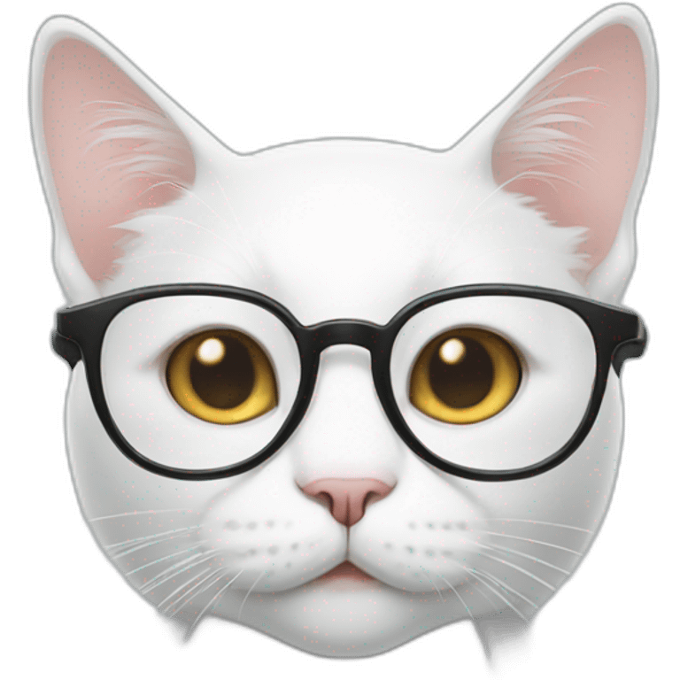 White cat wearing glasses emoji