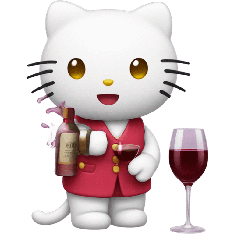 Hello Kitty drinking red wine emoji