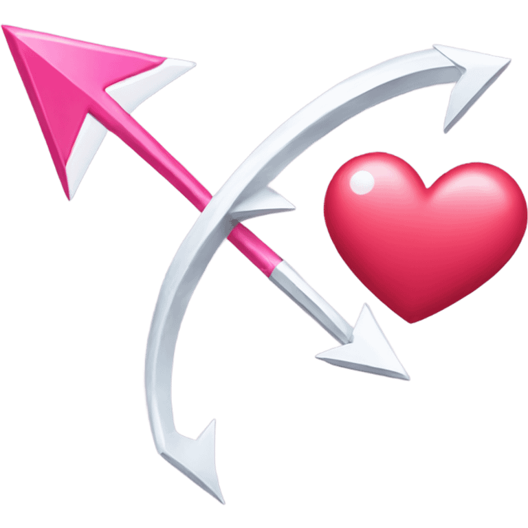 Silver Bow with pink arrow shooting white lightning bolts at a red heart emoji