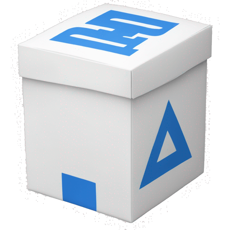 A rectangular tall white box with blue bold blue 'BC' logo in the middle of one side of the box emoji