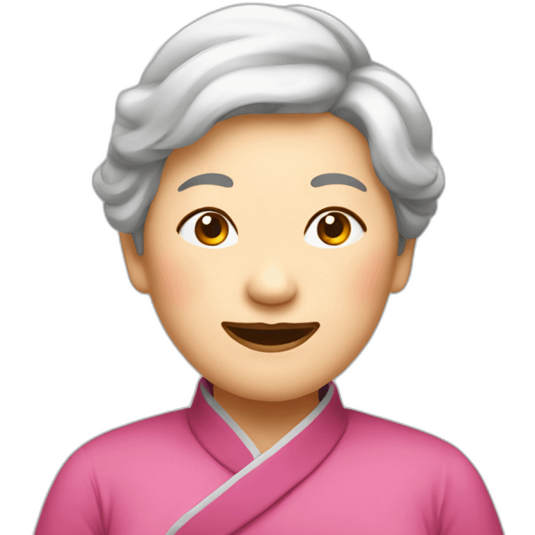 Chinese senior lady show love sign emoji