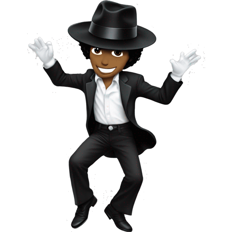 “Michael Jackson in a black suit, white glove, and fedora, striking a dance pose.” emoji