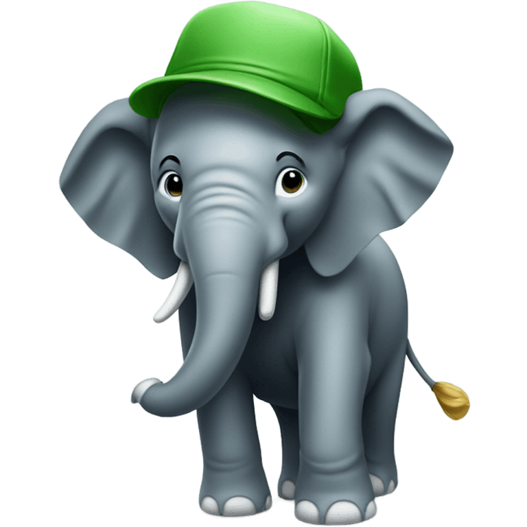 Elefante con una gorra verde y un bate  emoji