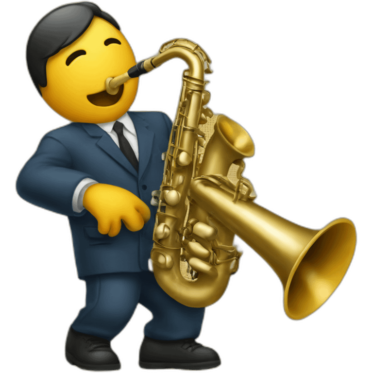 saxophone fighting a trumpet emoji