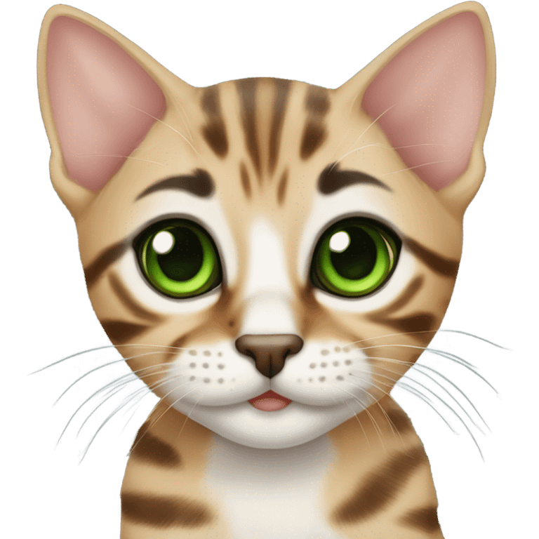 Bengal kitten with green eyes emoji