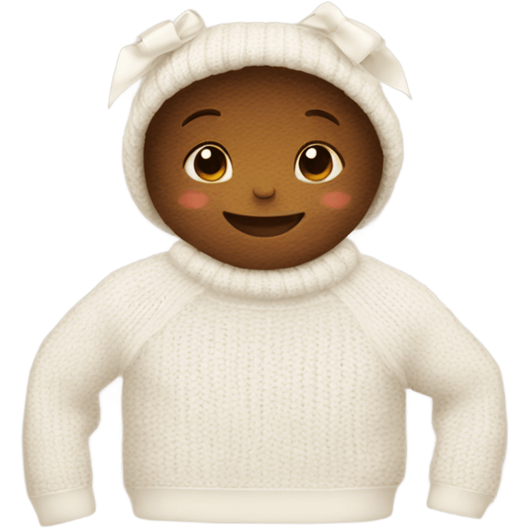 white sweater cute whit ribbon colour brown emoji