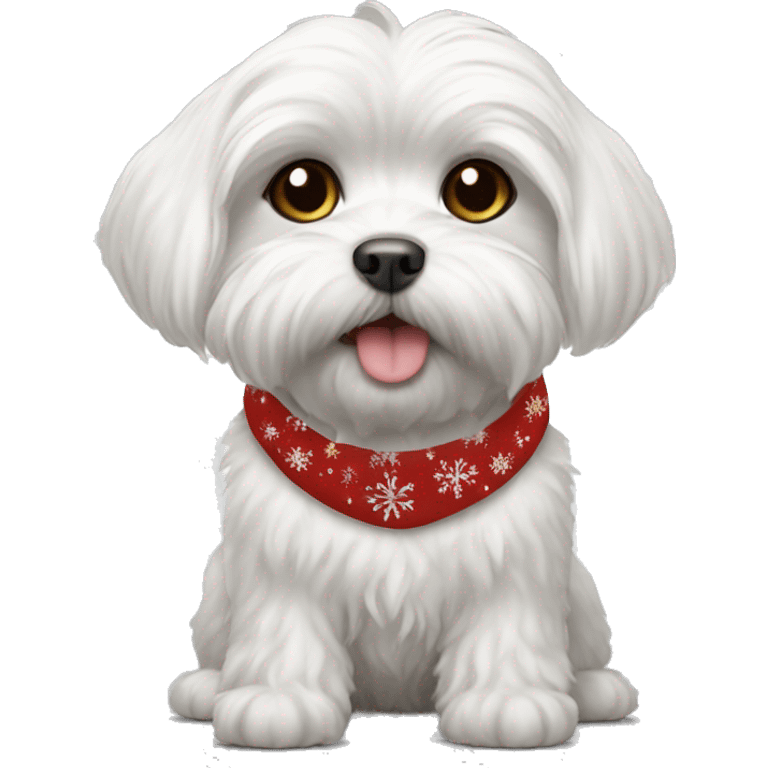 Maltese dog with Christmas shirt  emoji