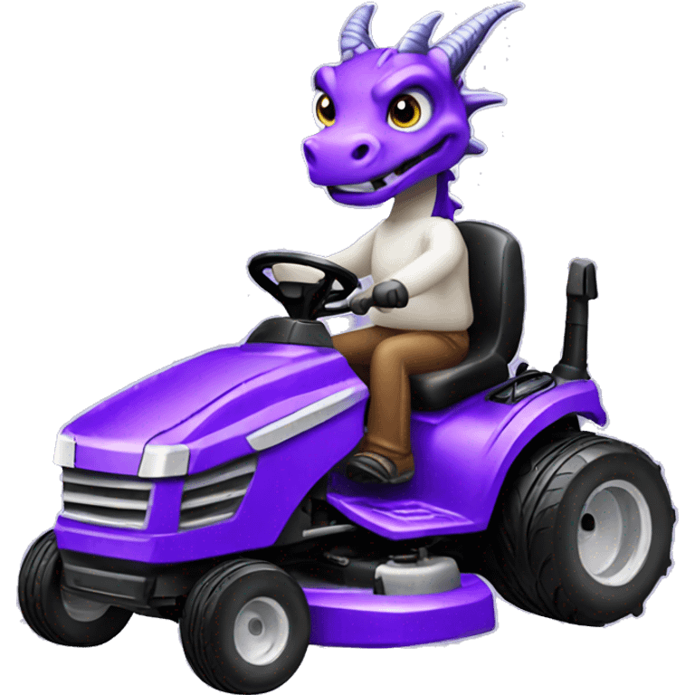 Purple dragon riding lawn mower  emoji