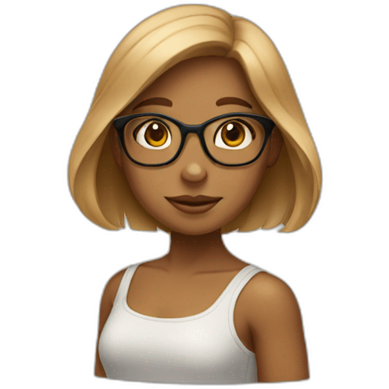 Tan short girl with glasses emoji