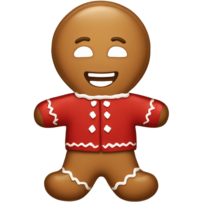 cute light brown gingerbread man with smile and red christmas sweater emoji