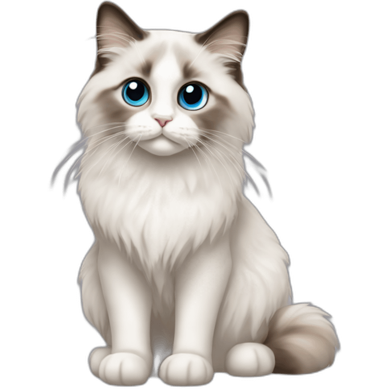 Ragdoll kat wit haar die blij kijkt emoji