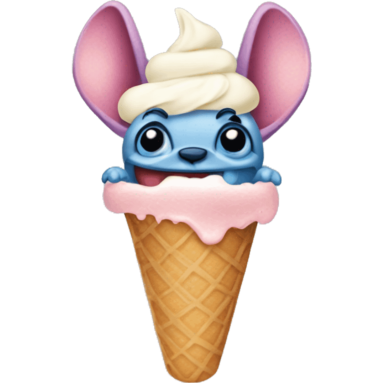 Stich eathing ice cream emoji