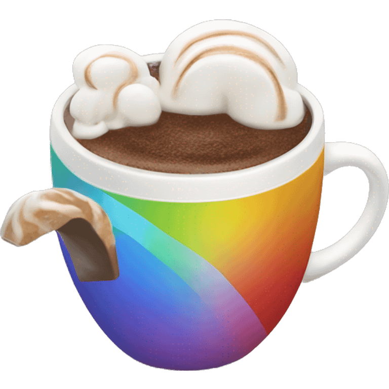 Rainbow coffee cup with hot coco  emoji