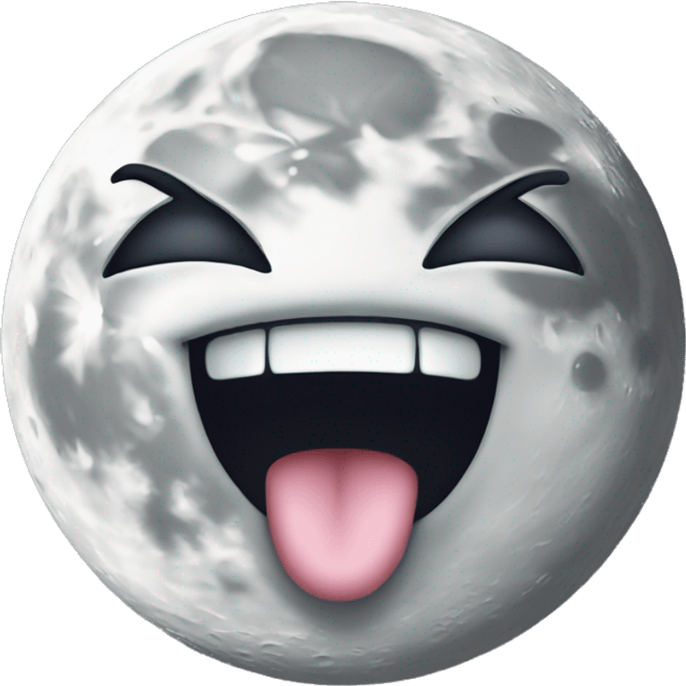 a face of the moon. sticking out tongue emoji