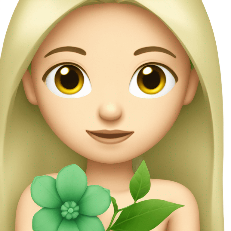 Green Eyed model with Flower emoji