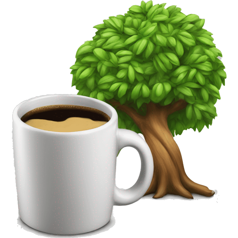 Tree holding a coffee mug emoji