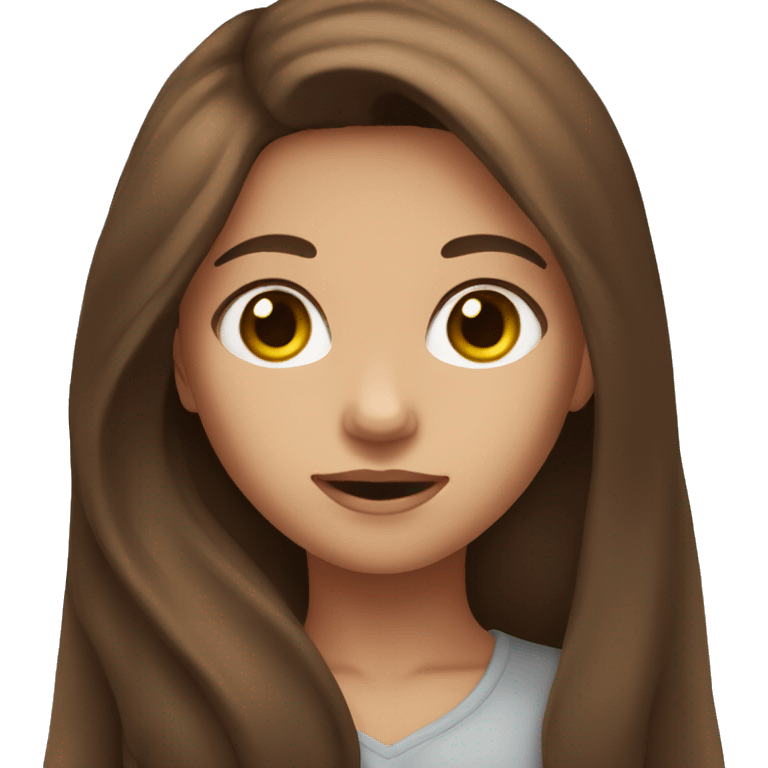 girl with long brown hair and brown eyes emoji