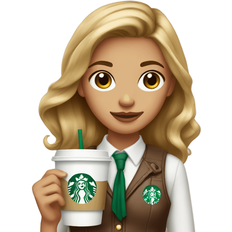 Preppy girl with Starbucks  emoji