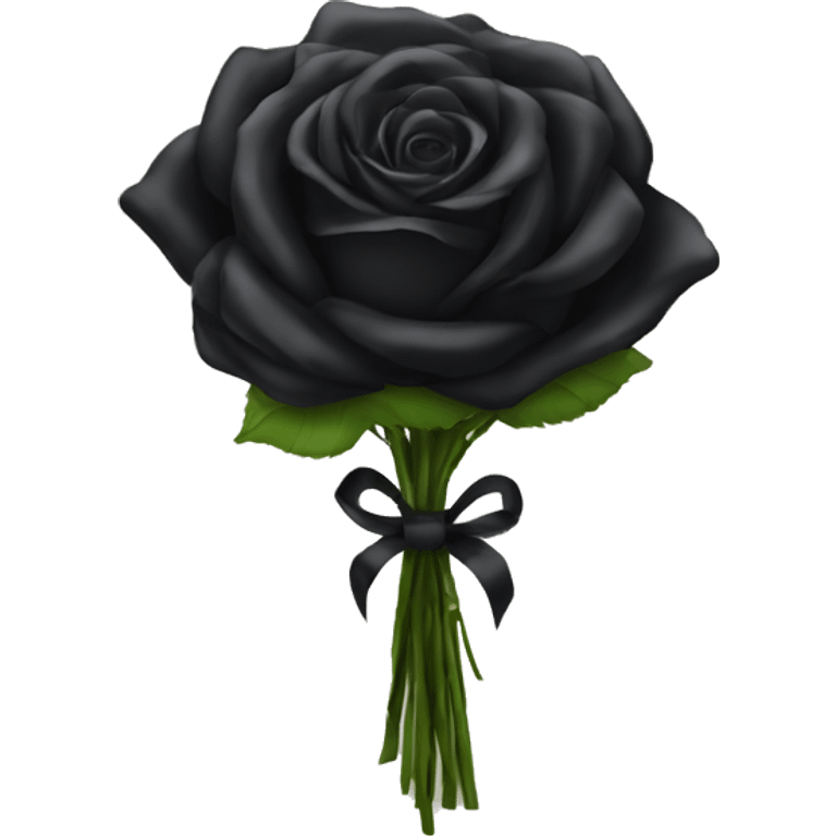 bouquet of black roses wrapped with a ribbon emoji