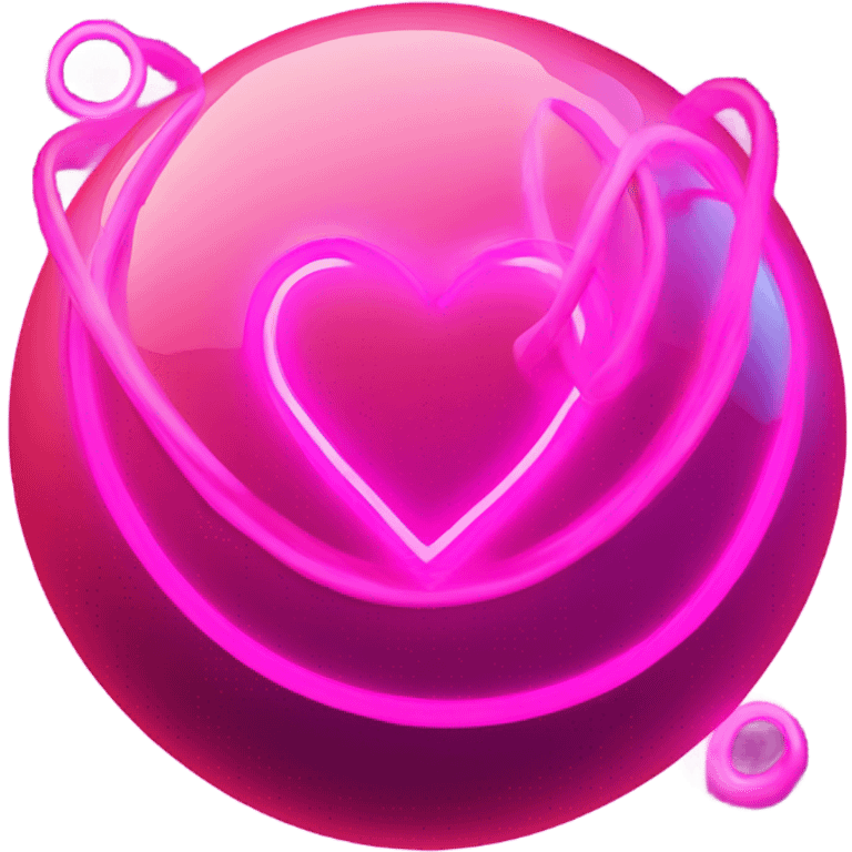 Neon pink planet with glowing rings and large heart   emoji