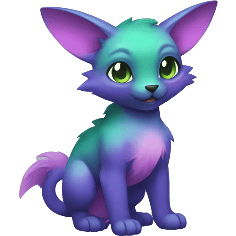 Cute cool black green blue purple pink animal hybrid Fakemon full body emoji