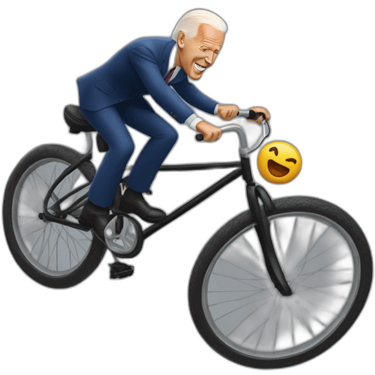 joe biden in a bycicle falling emoji