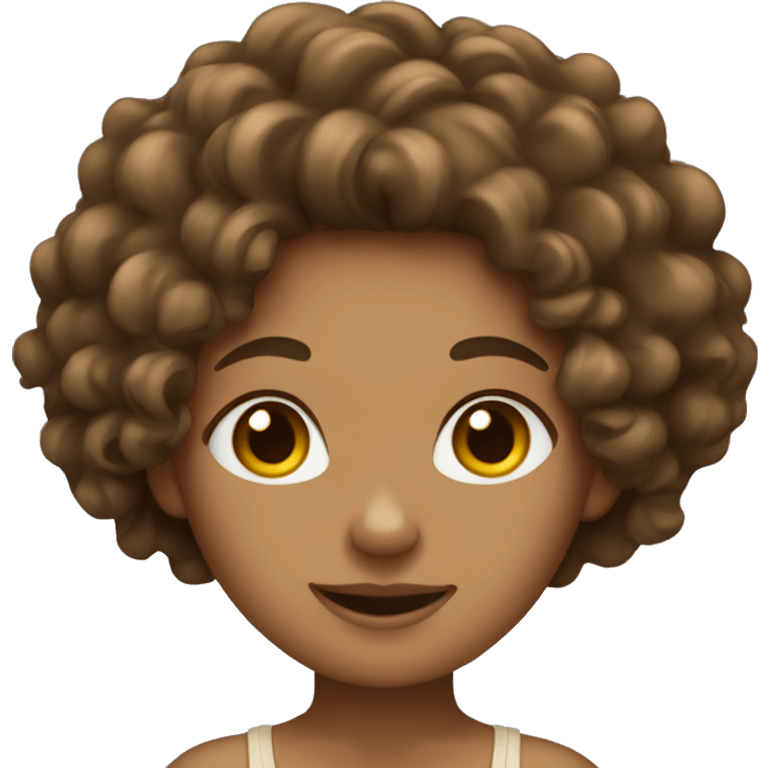 tan girl with brown curly hair emoji