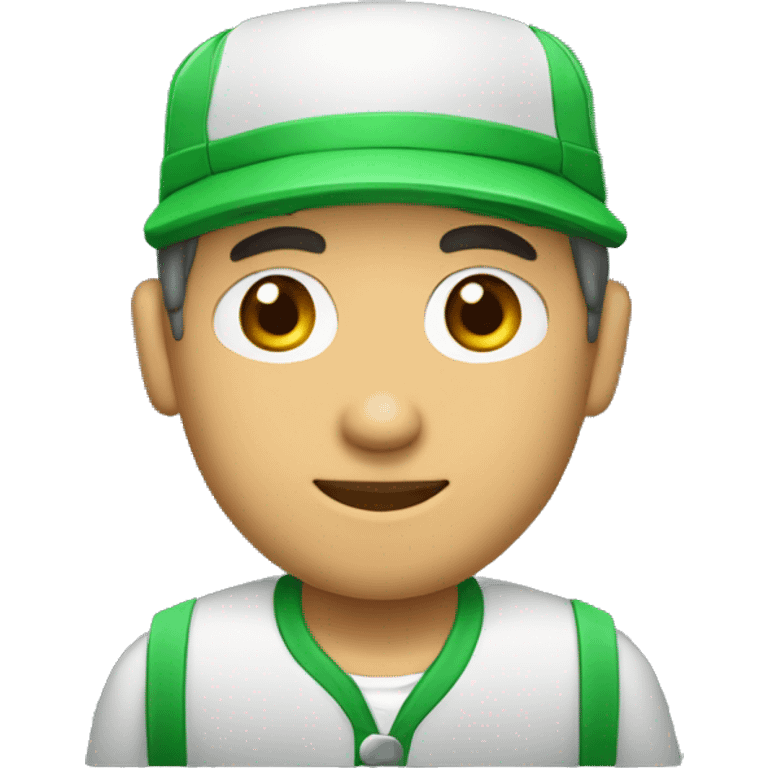 crear un profesor con gorra verde y camisa verde cuello mao emoji