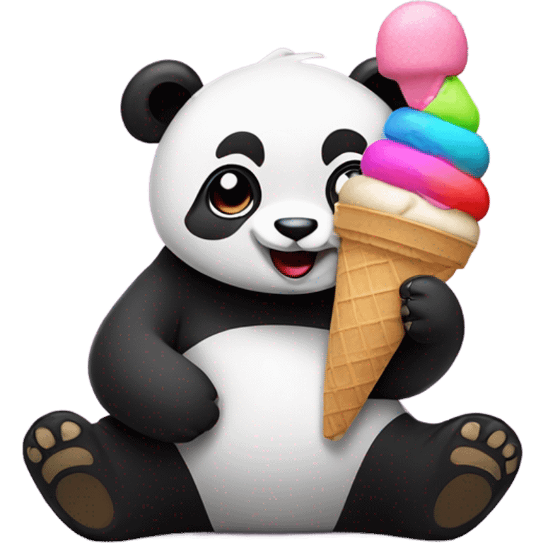 Panda eating ice cream emoji