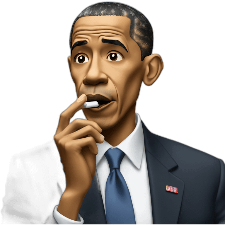 Barack Obama inhaling a ciggy emoji