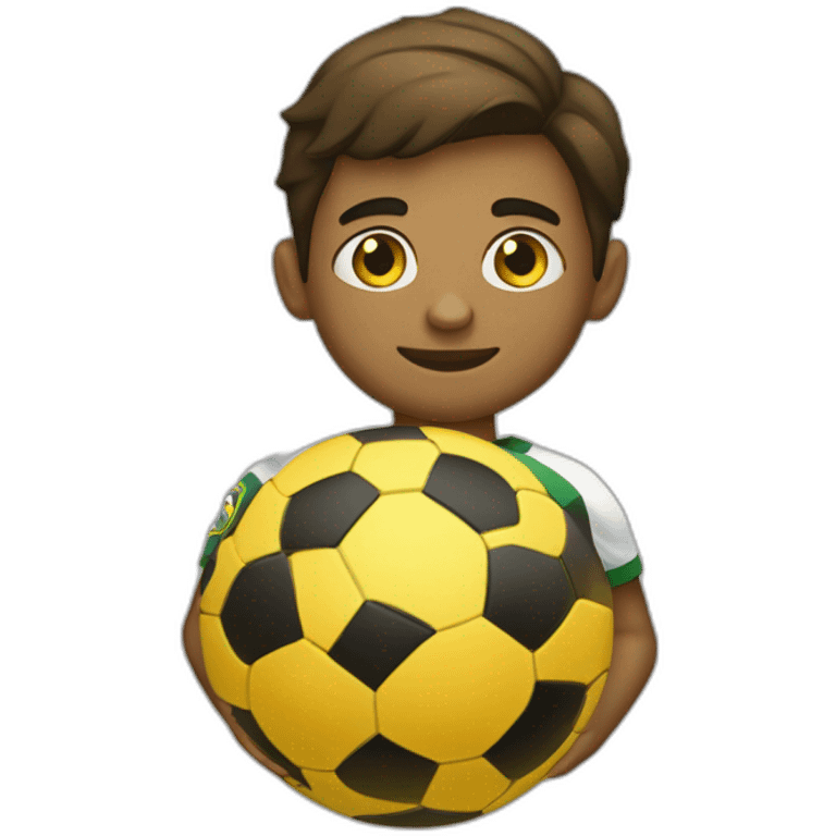 bola de futebol com gomos amarelos e pretos emoji