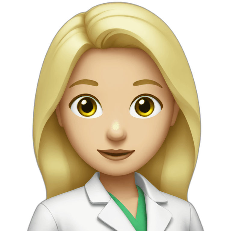 Blond green eyes girl with lab coat emoji