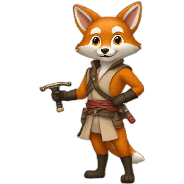 Renard aventurier avec un katana emoji