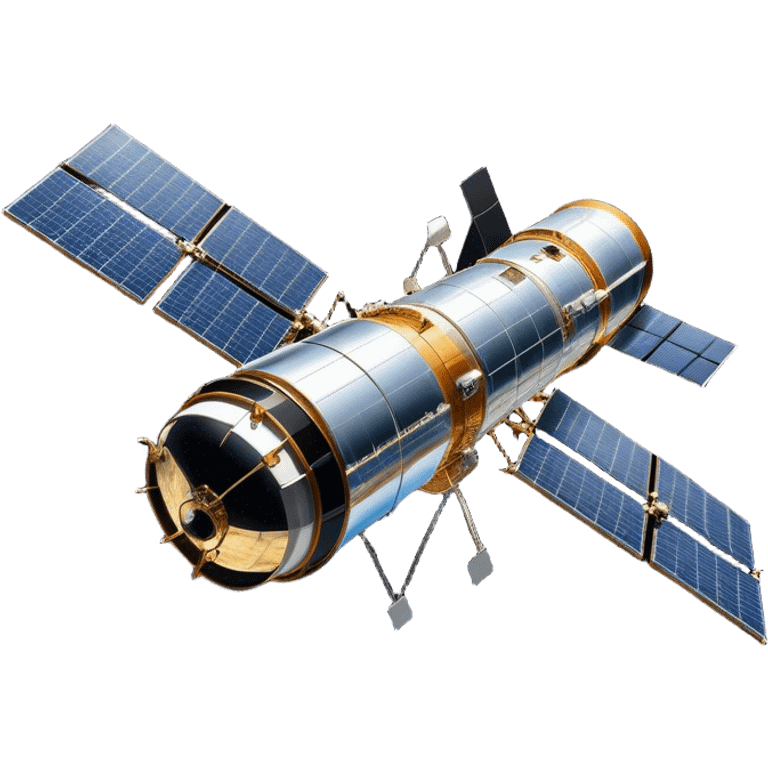  Cinematic Realistic Hubble Space Telescope – A majestic, ultra-detailed rendering of the Hubble Telescope floating above Earth. Its reflective metallic surface and vast solar panels stretch into the darkness, while the lens is pointed outward, capturing the mysteries of the cosmos. emoji