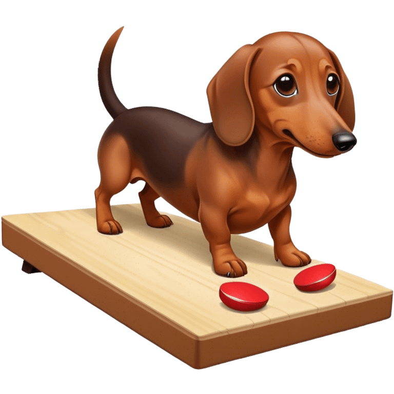 Wiener dog playing cornhole emoji