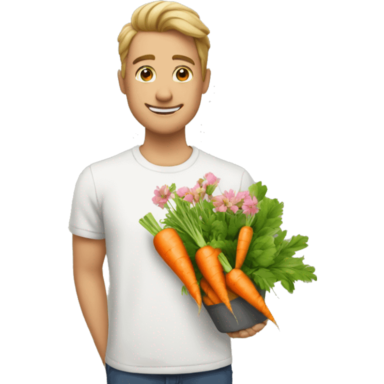 guy gifting carrots insteasd of flowers emoji