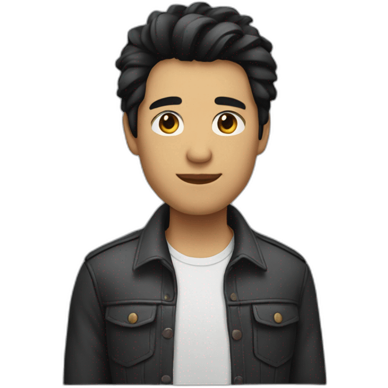 A man wearing fresh clothes and black hair emoji