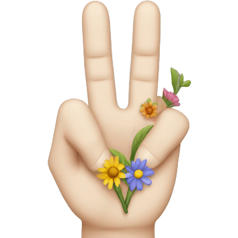 peace sign  that shows flowers insted of fingers emoji