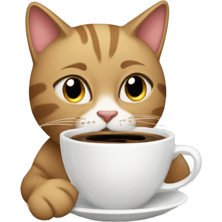 A cat that is drinking coffee emoji