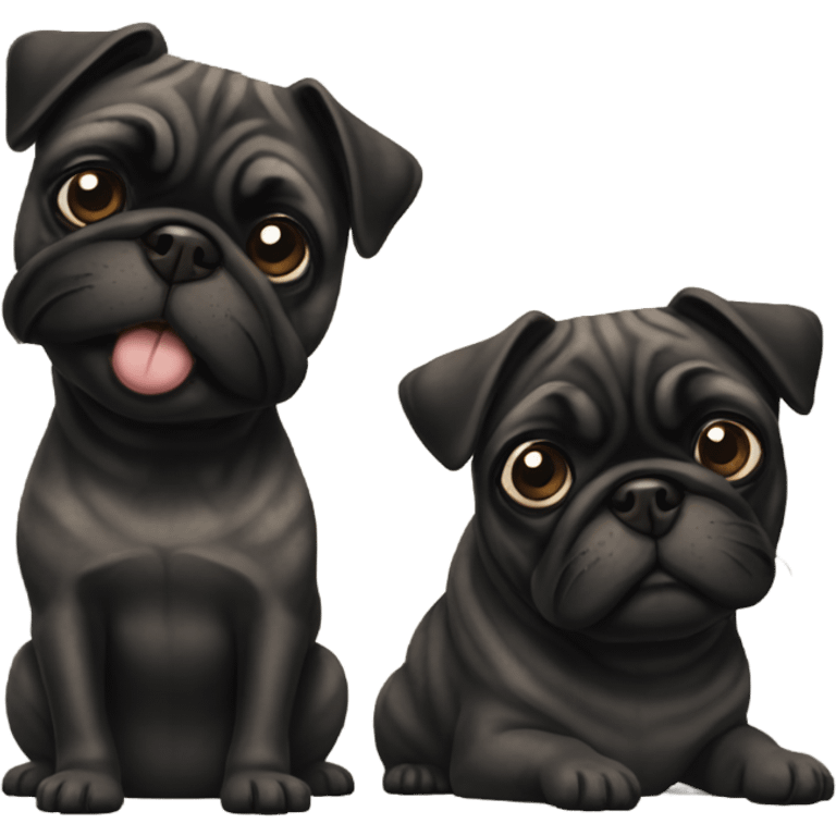 Two black brindle pugs emoji