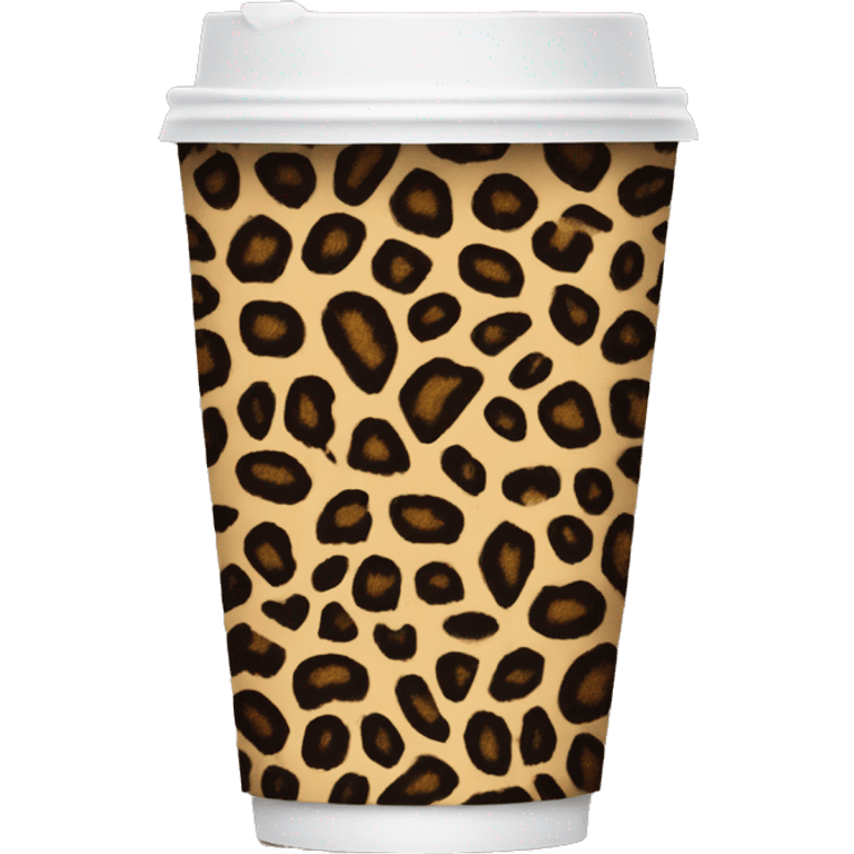 Single Realistic tall leopard print pattern design on a take away coffee cup. emoji