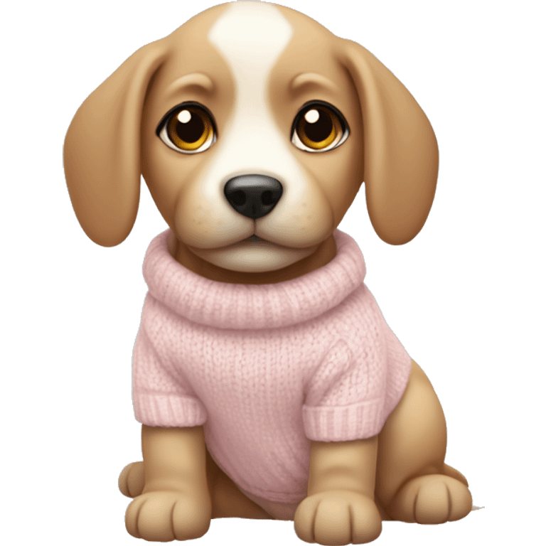 cute puppy wearing a light pink sweater  emoji