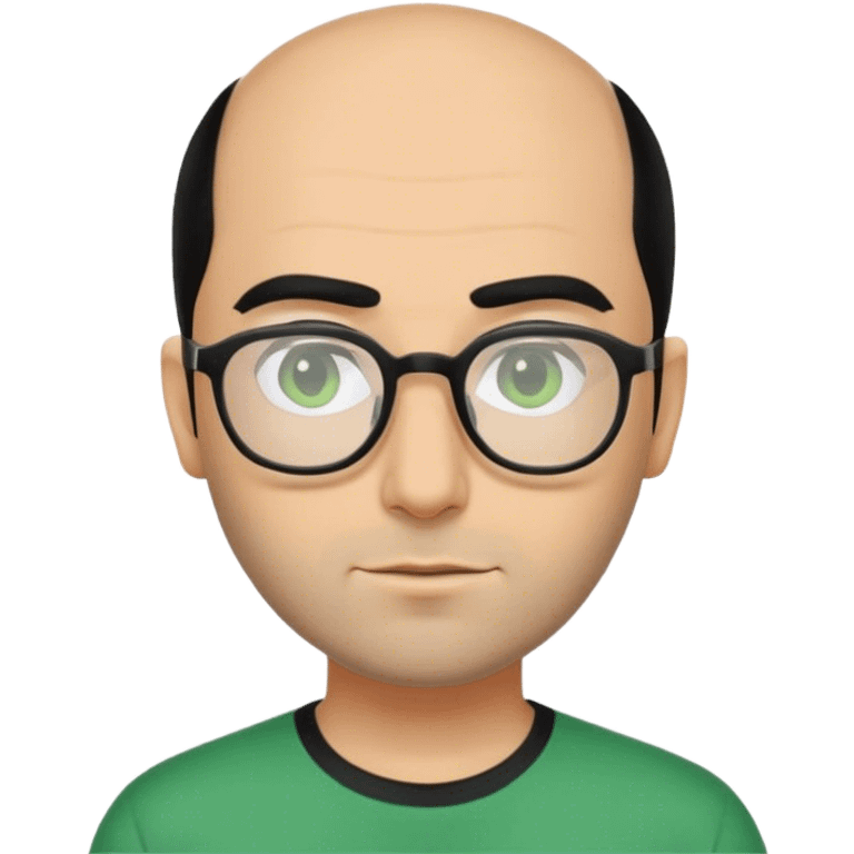 Guy going bald looks like he’s from Iran with glasses green shirt and black mid length hair  emoji