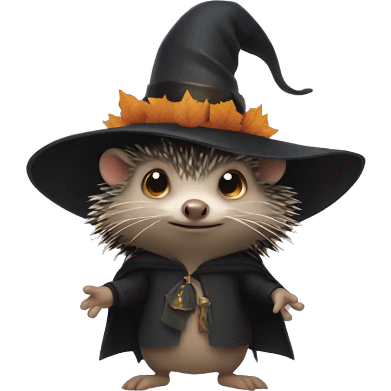 hedgehog dressed as a witch emoji